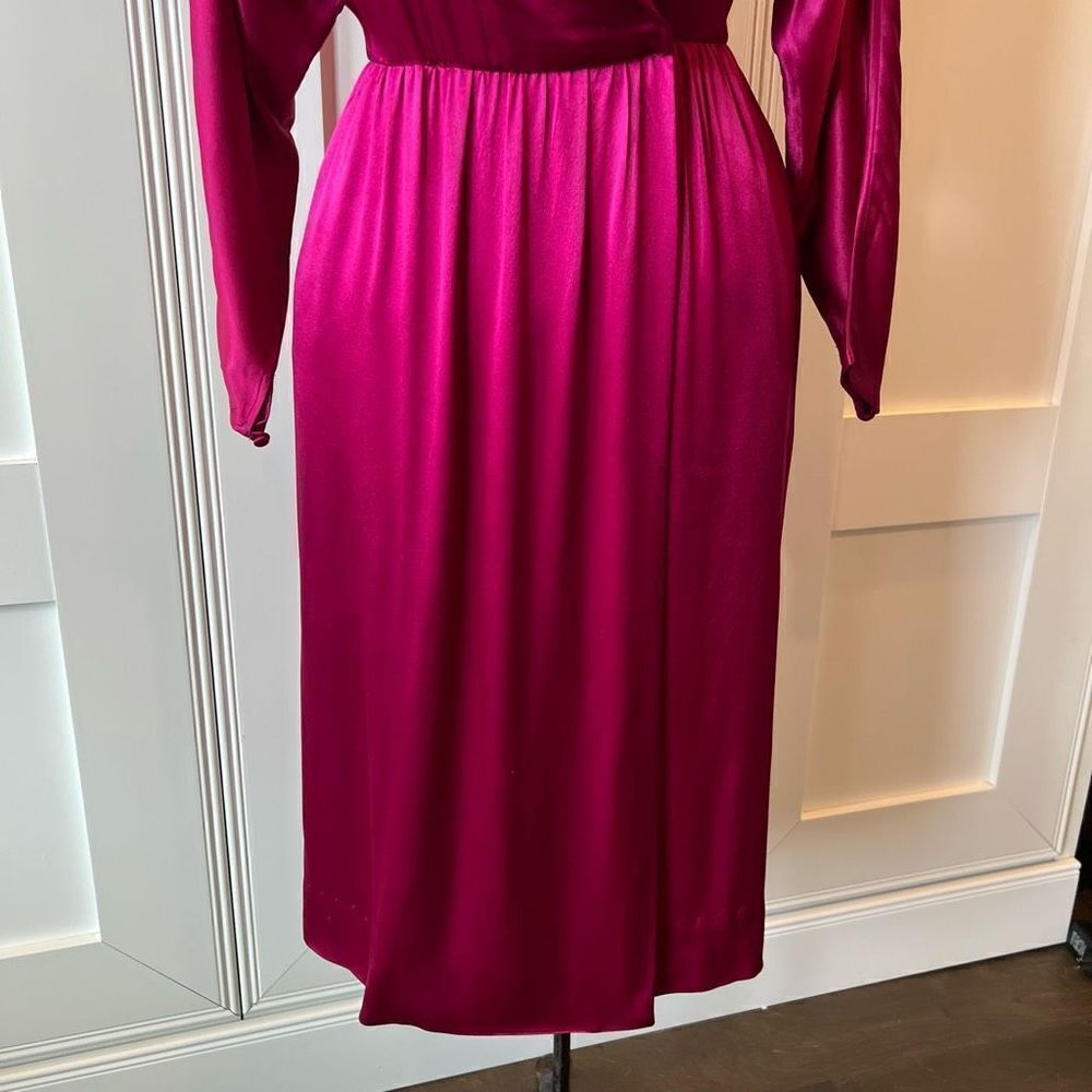 Vintage 80s Union Made Albert Nipon Silk Magenta … - image 6